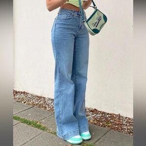 NEW FashionNova Medium Wash Wide Leg Denim Jeans